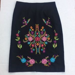 Boho Embroidered Black Pencil SKIRT Stunning!!!!!